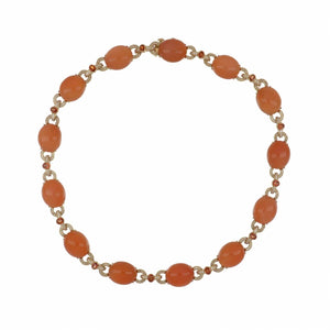 Estate Peach Moonstone 18K Gold Necklace and Earrings