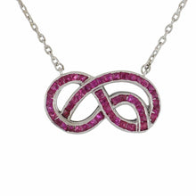 Load image into Gallery viewer, Antique-Style Platinum Ruby Pretzel Pendant Necklace
