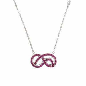 Antique-Style Platinum Ruby Pretzel Pendant Necklace