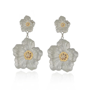 Buccellati 'Blossom' Gardenia Pendant Earrings with Diamonds