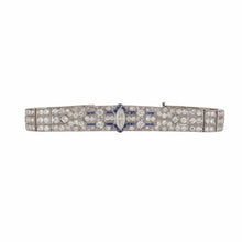 Load image into Gallery viewer, Art Deco Platinum Diamond and Sapphire Plaque Bracelet
