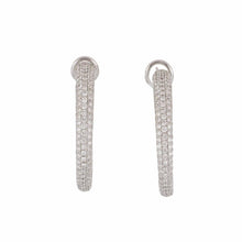 Load image into Gallery viewer, Estate 18K White Gold Pavé Diamond Hoop Earrings
