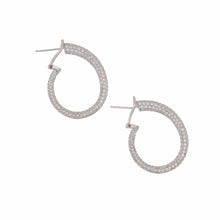 Load image into Gallery viewer, Estate 18K White Gold Pavé Diamond Hoop Earrings
