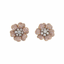 Load image into Gallery viewer, Vintage Pink and White Diamond Flower Earrings
