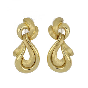 Estate Henry Dunay 18K Gold Dangle Swirl Earrings