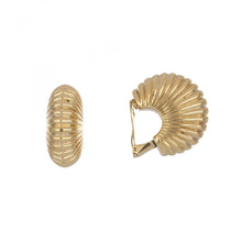 Load image into Gallery viewer, Vintage 14K Wide Shrimp Hoop Earrings

