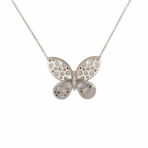 Estate Graff 18K White Gold Pave Diamond Butterfly Pendant