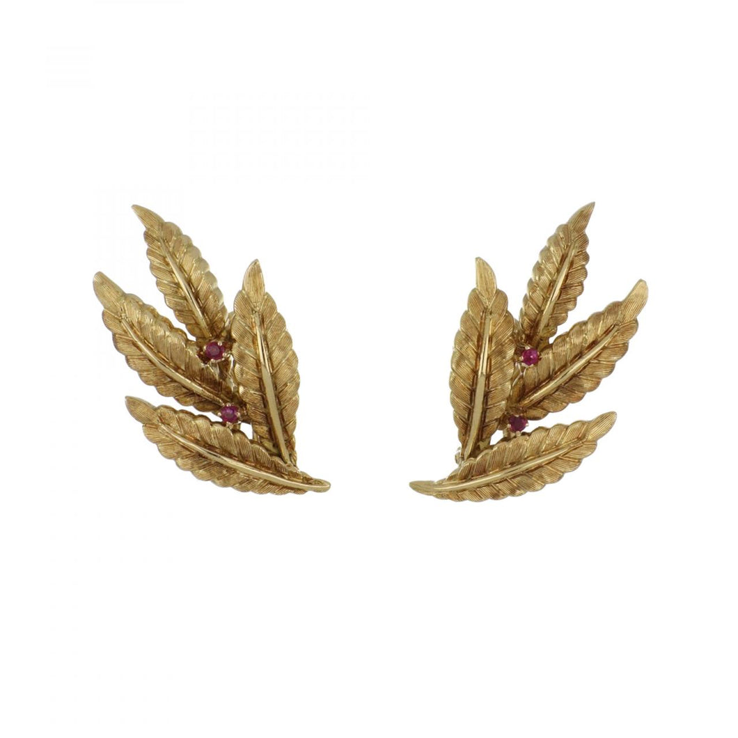 Vintage 18K Gold Leaf Earrings
