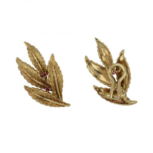 Vintage 18K Gold Leaf Earrings