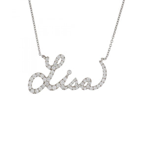 Lisa Nik 18K Gold Customizable Diamond Name Pendant Necklace