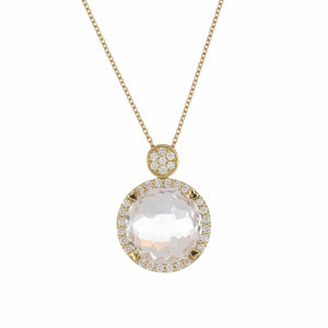 Lisa Nik Round Rock Crystal 18K Gold Pendant Necklace