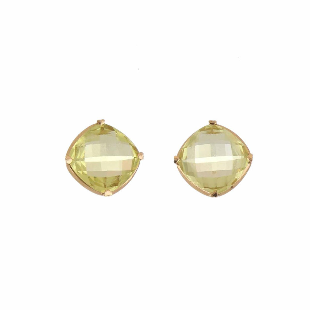 Lisa Nik Lemon Quartz 18K Gold Stud Earrings