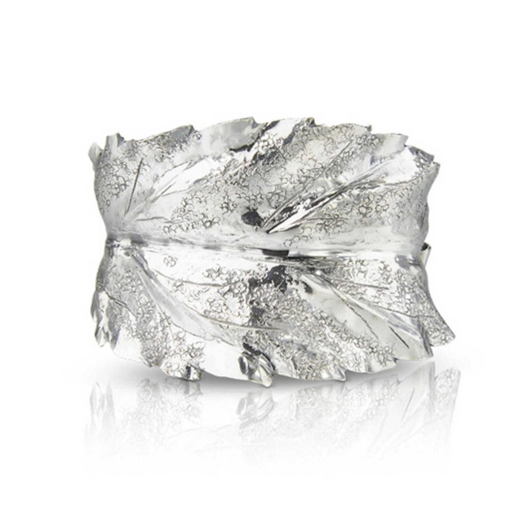 Buccellati Sterling Silver Marioleaf Medlar Leaf Cuff Bracelet