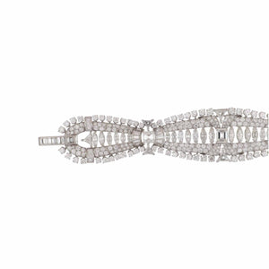 Mid-Century Platinum Diamond Wide Bracelet