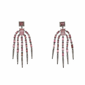Sterling Silver and 14K Gold Pink Tourmaline Drop Earrings