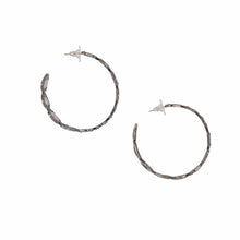 Load image into Gallery viewer, Sterling Silver Lasque Diamond Hoop Earrings
