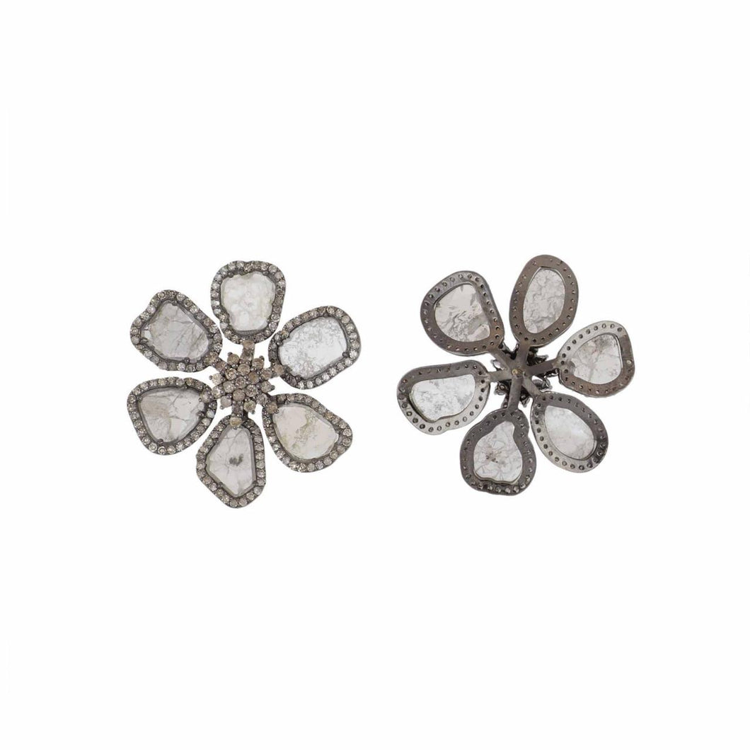 Sterling Silver Lasque-cut Diamond Blossom Earrings