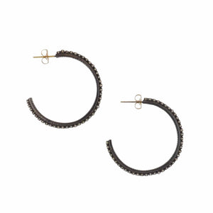 Sterling Silver and 14K Gold Split Pearl Hoop Earrings