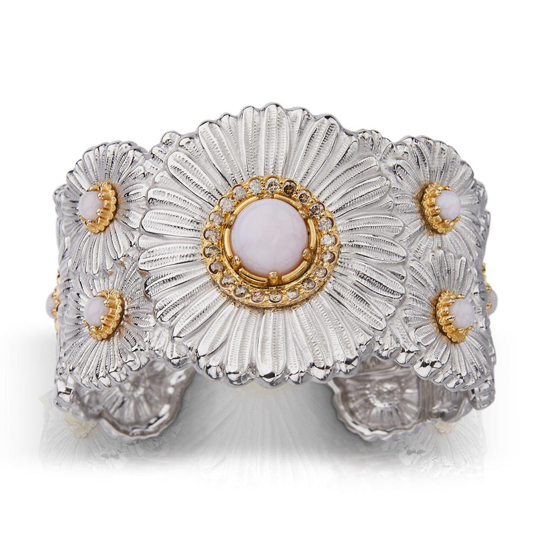 Buccellati Sterling Silver Opal Daisy Cuff Bracelet