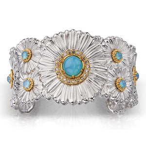 Buccellati Sterling SilverBlue Agate Daisy Cuff Bracelet