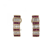 Load image into Gallery viewer, Vintage 1990s Ruby and Diamond Huggie Earrings
