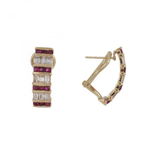 Load image into Gallery viewer, Vintage 1990s Ruby and Diamond Huggie Earrings
