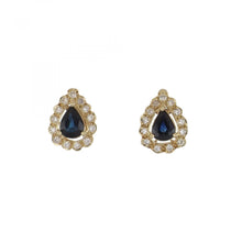 Load image into Gallery viewer, Vintage 1990s Sapphire and Diamond 14K Gold Collar Necklace and Earring Suite
