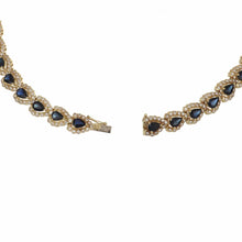 Load image into Gallery viewer, Vintage 1990s Sapphire and Diamond 14K Gold Collar Necklace and Earring Suite
