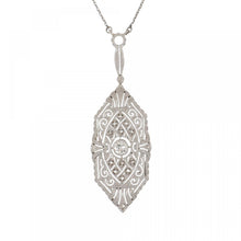 Load image into Gallery viewer, Art Deco Openwork Platinum and 14K Gold Plaque Lavalier
