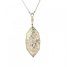 Load image into Gallery viewer, Art Deco Openwork Platinum and 14K Gold Plaque Lavalier
