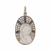 Load image into Gallery viewer, Art Deco 18K Gold and Platinum Mother-of-Pearl Virgin Mary Pendant
