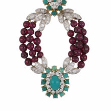 Load image into Gallery viewer, Vintage 1970s Oversized Chrysocolla and Garnet Bead Earrings
