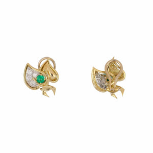 Vintage 1990s Tiffany & Co. Emerald and Diamond Leaf Earrings