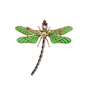 Art Nouveau Plique-á-Jour Dragonfly Brooch
