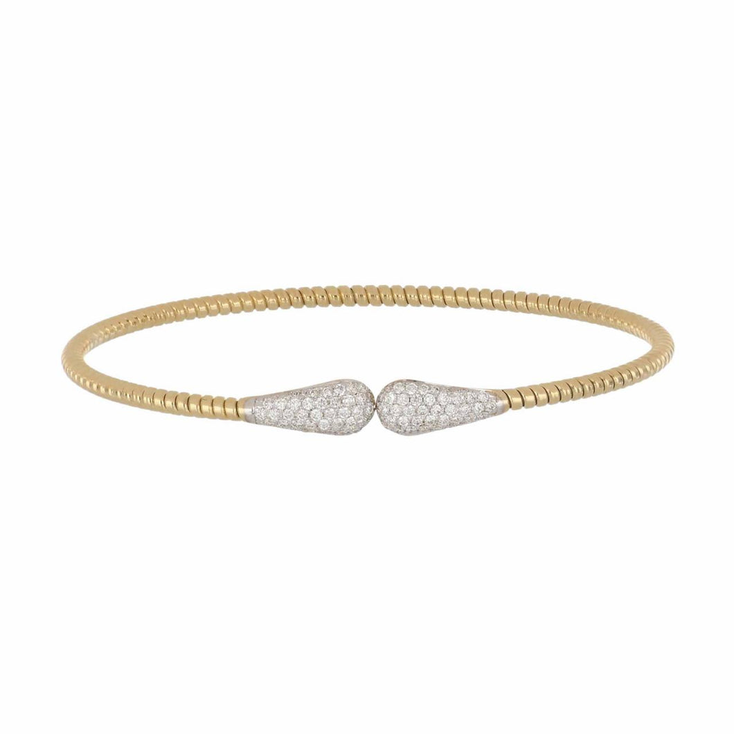 Italian 18K Gold Cuff Bracelet with Diamonds