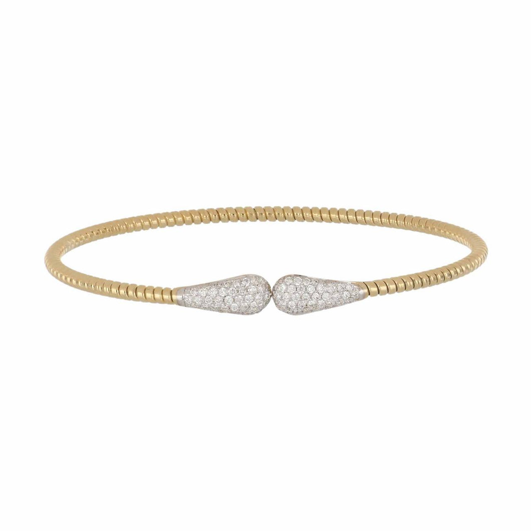 Italian 18K Gold Cuff Bracelet with Diamonds