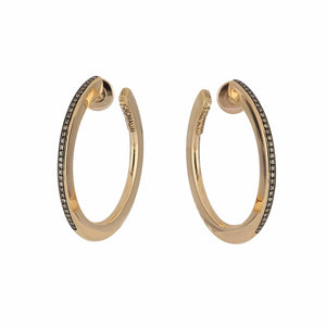 Italian Brown Diamond 18K Rose Gold Hoop Earrings