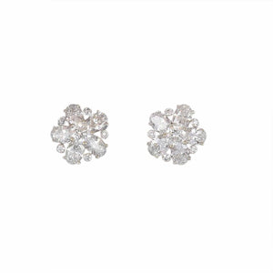 Estate Platinum Diamond Cluster Earrings