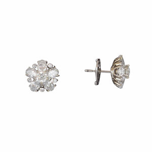 Estate Platinum Diamond Cluster Earrings