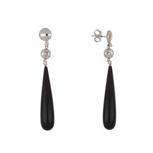 Load image into Gallery viewer, Italian 18K White Gold Wood Drop Earrings
