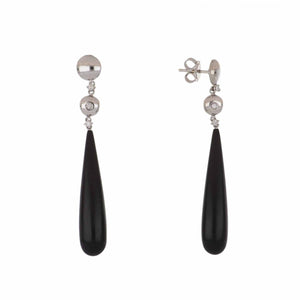 Italian 18K White Gold Wood Drop Earrings