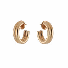 Load image into Gallery viewer, Italian 18K Rose Gold 1 Inch Double Hoop Earrings
