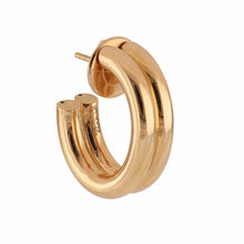 Load image into Gallery viewer, Italian 18K Rose Gold 1 Inch Double Hoop Earrings
