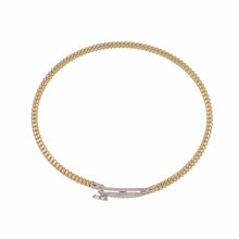 Load image into Gallery viewer, Italian 18K Ribbed Gold Diamond Bracelet
