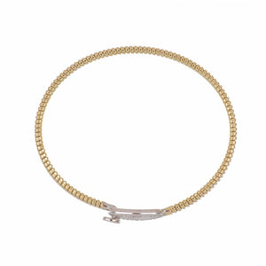 Italian 18K Ribbed Gold Diamond Bracelet