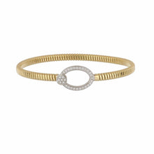 Load image into Gallery viewer, Italian 18K Ribbed Gold Diamond Bracelet
