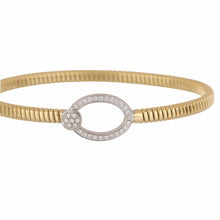 Load image into Gallery viewer, Italian 18K Ribbed Gold Diamond Bracelet
