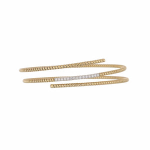 Italian 18K Gold Diamond Coil Bracelet