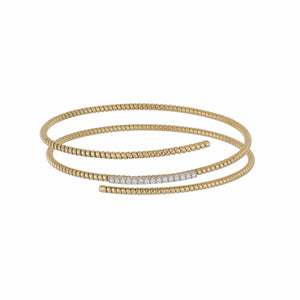 Italian 18K Gold Diamond Coil Bracelet