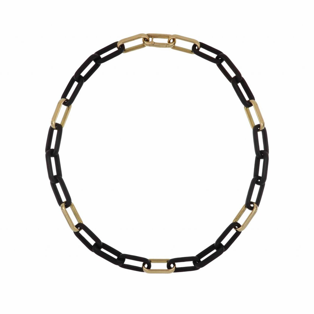 Italian 18K Gold Wood Link Necklace